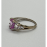 925 Sterling Silver Pink & White Spinel Ring Size 6