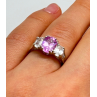 925 Sterling Silver Pink & White Spinel Ring Size 6