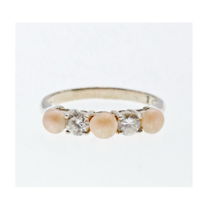 Avon 925 Sterling Silver Pearls & CZ Ring Size 7