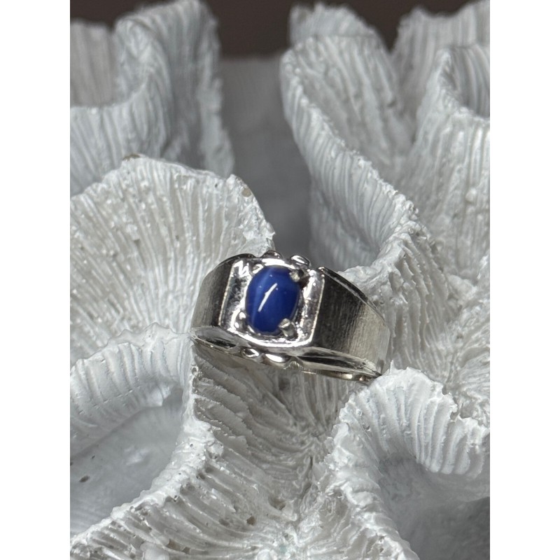 Men's 925 Sterling Silver Star Sapphire Ring Size 8.5