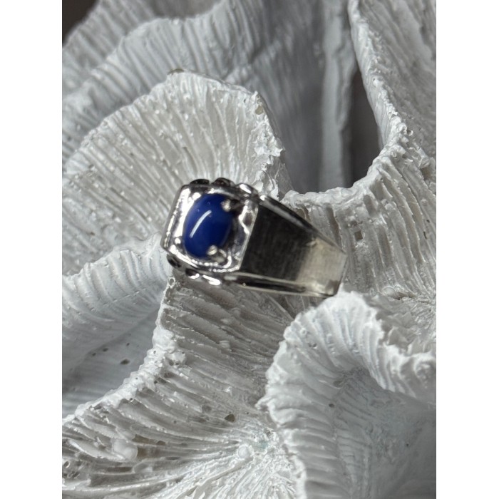 Men's 925 Sterling Silver Star Sapphire Ring Size 8.5