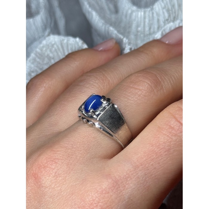 Men's 925 Sterling Silver Star Sapphire Ring Size 8.5