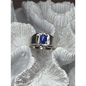 Men's 925 Sterling Silver Star Sapphire Ring Size 8.5