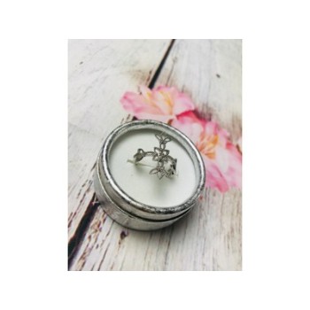 925 Sterling Silver Small Colorless Topaz Ring Size 8