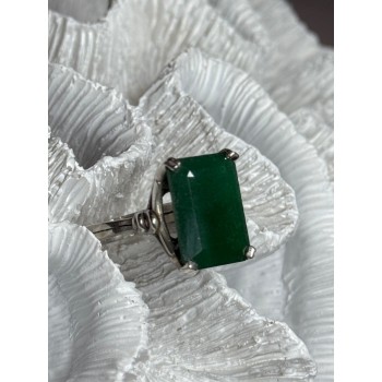 Vintage 925 Sterling Silver Emerald Ring Size 5