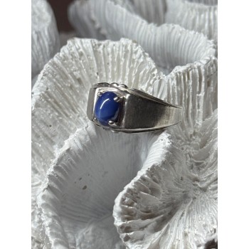 Men's 925 Sterling Silver Star Sapphire Ring Size 10