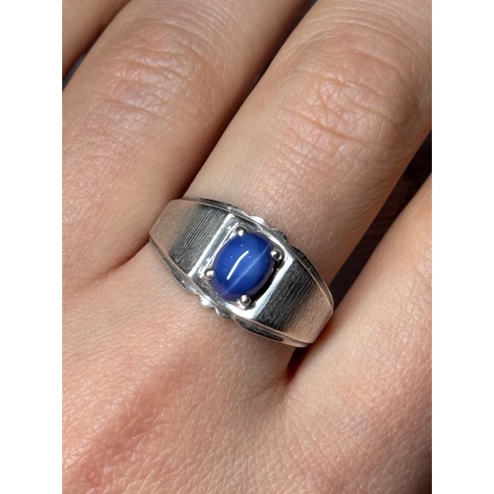 Men's 925 Sterling Silver Star Sapphire Ring Size 10