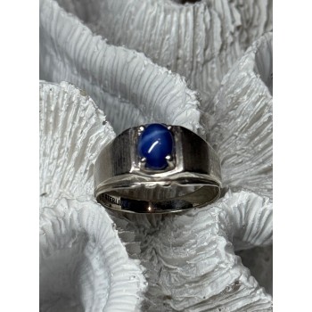 Men's 925 Sterling Silver Star Sapphire Ring Size 10