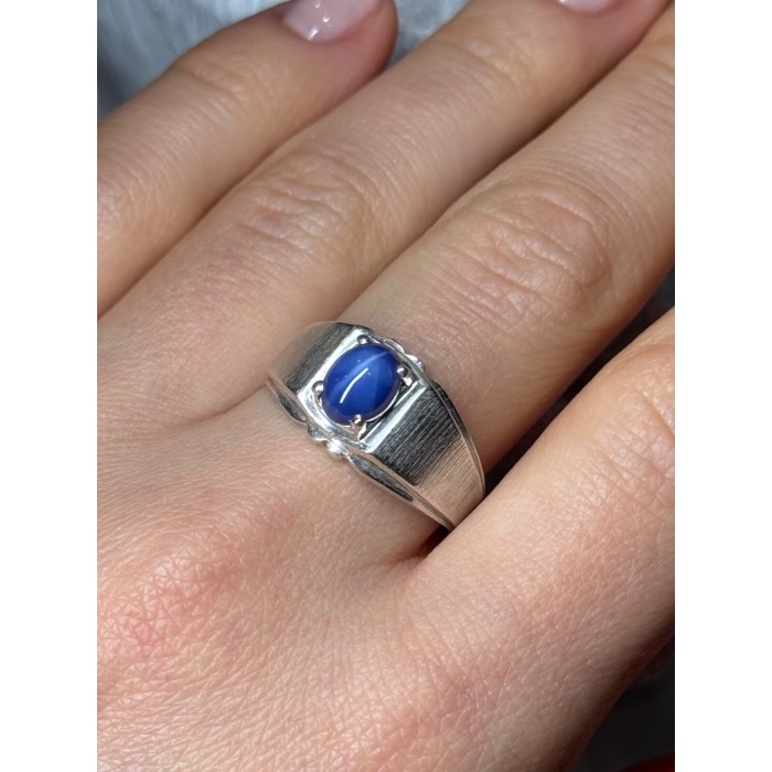 Men's 925 Sterling Silver Star Sapphire Ring Size 10