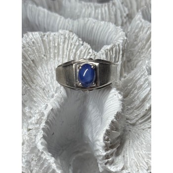 Men's 925 Sterling Silver Star Sapphire Ring Size 10