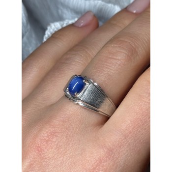 Men's 925 Sterling Silver Star Sapphire Ring Size 10
