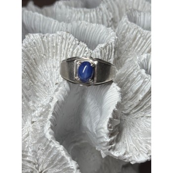 Men's 925 Sterling Silver Star Sapphire Ring Size 10