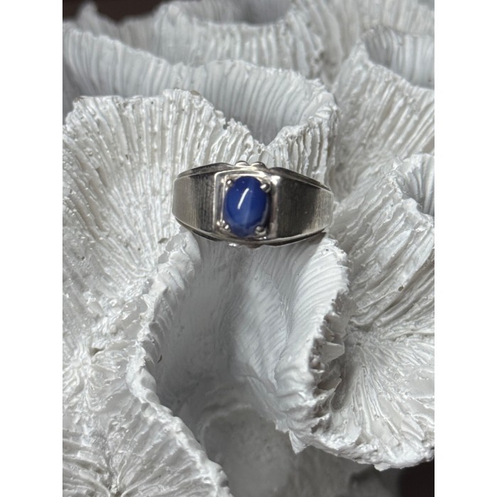 Men's 925 Sterling Silver Star Sapphire Ring Size 10