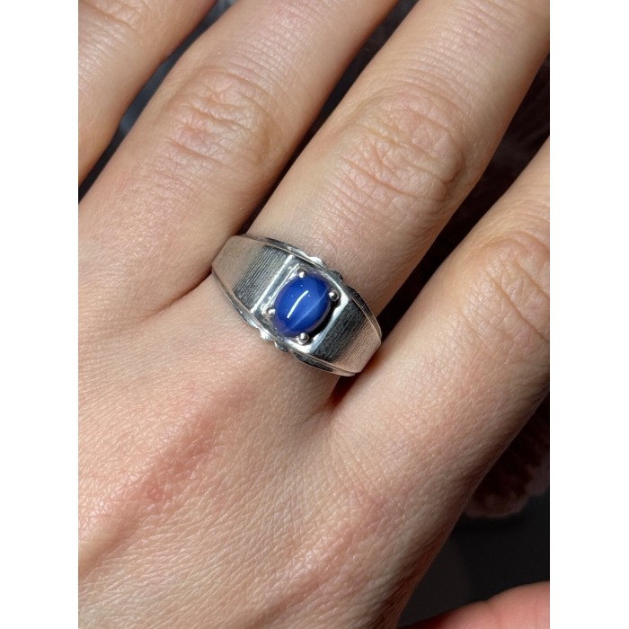Men's 925 Sterling Silver Star Sapphire Ring Size 10