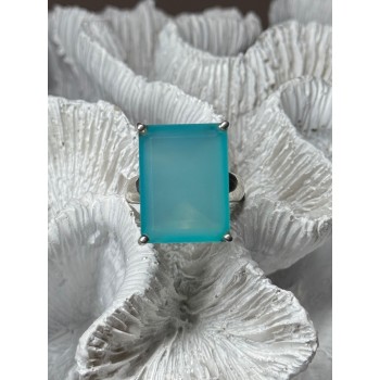 925 Sterling Silver Aquamarine Ring Size 7.5