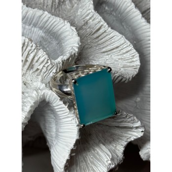 925 Sterling Silver Aquamarine Ring Size 7.5