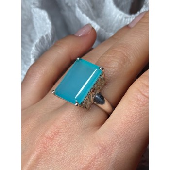 925 Sterling Silver Aquamarine Ring Size 7.5