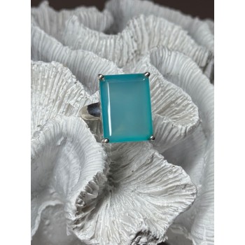 925 Sterling Silver Aquamarine Ring Size 7.5