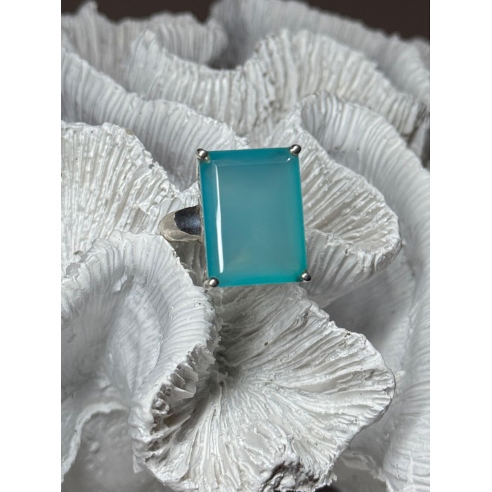 925 Sterling Silver Aquamarine Ring Size 7.5