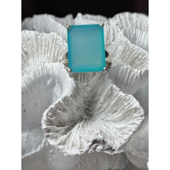 925 Sterling Silver Aquamarine Ring Size 7.5