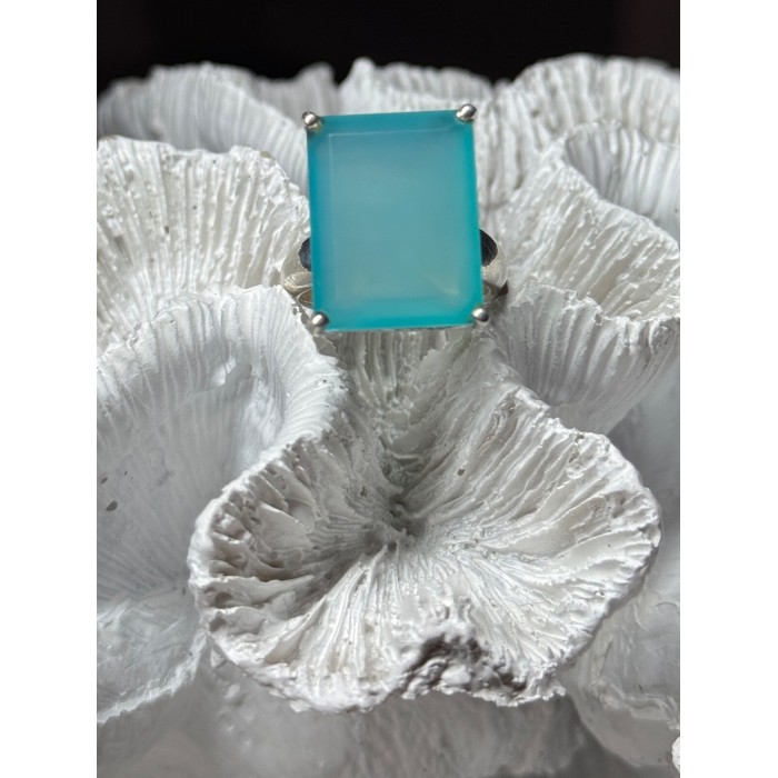 925 Sterling Silver Aquamarine Ring Size 7.5