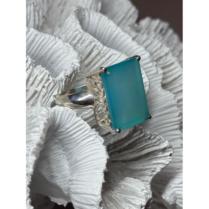925 Sterling Silver Aquamarine Ring Size 7.5