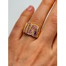925 STERLING SILVER GOLD PLATED PINK TOPAZ RING SIZE 6.5