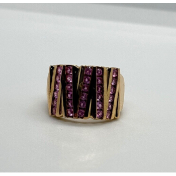 925 STERLING SILVER GOLD PLATED PINK TOPAZ RING SIZE 6.5