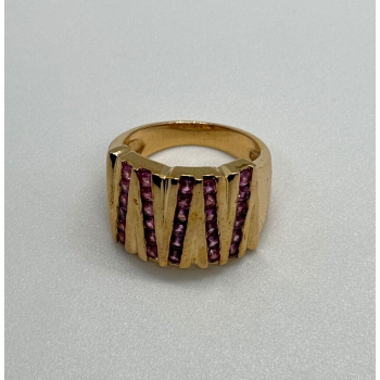 925 STERLING SILVER GOLD PLATED PINK TOPAZ RING SIZE 6.5