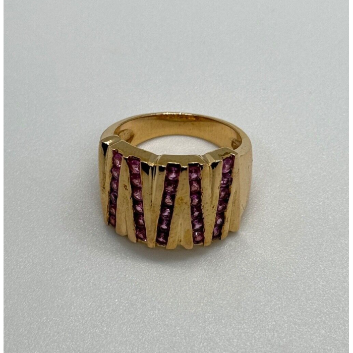 925 STERLING SILVER GOLD PLATED PINK TOPAZ RING SIZE 6.5