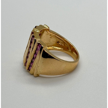 925 STERLING SILVER GOLD PLATED PINK TOPAZ RING SIZE 6.5