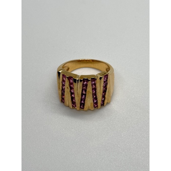 925 STERLING SILVER GOLD PLATED PINK TOPAZ RING SIZE 6.5