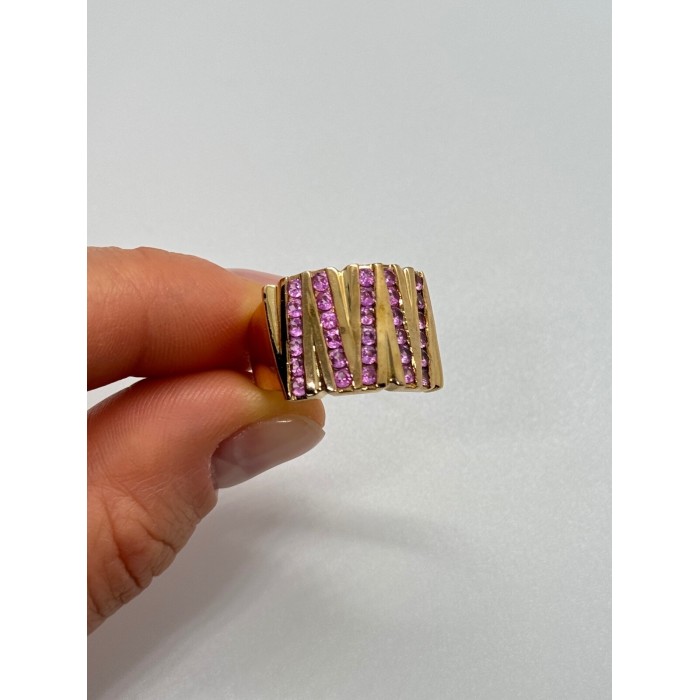 925 STERLING SILVER GOLD PLATED PINK TOPAZ RING SIZE 6.5