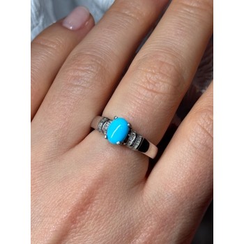 925 Sterling Silver Larimar & Beryl Ring Size 7.5
