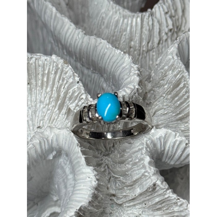 925 Sterling Silver Larimar & Beryl Ring Size 7.5