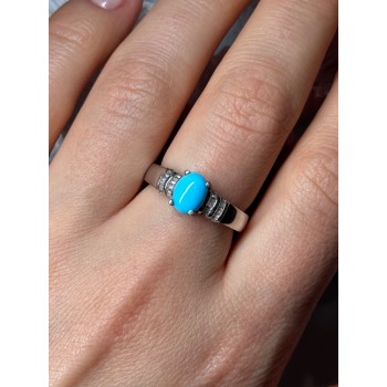 925 Sterling Silver Larimar & Beryl Ring Size 7.5