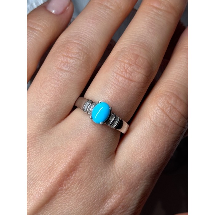 925 Sterling Silver Larimar & Beryl Ring Size 7.5