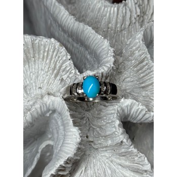 925 Sterling Silver Larimar & Beryl Ring Size 7.5