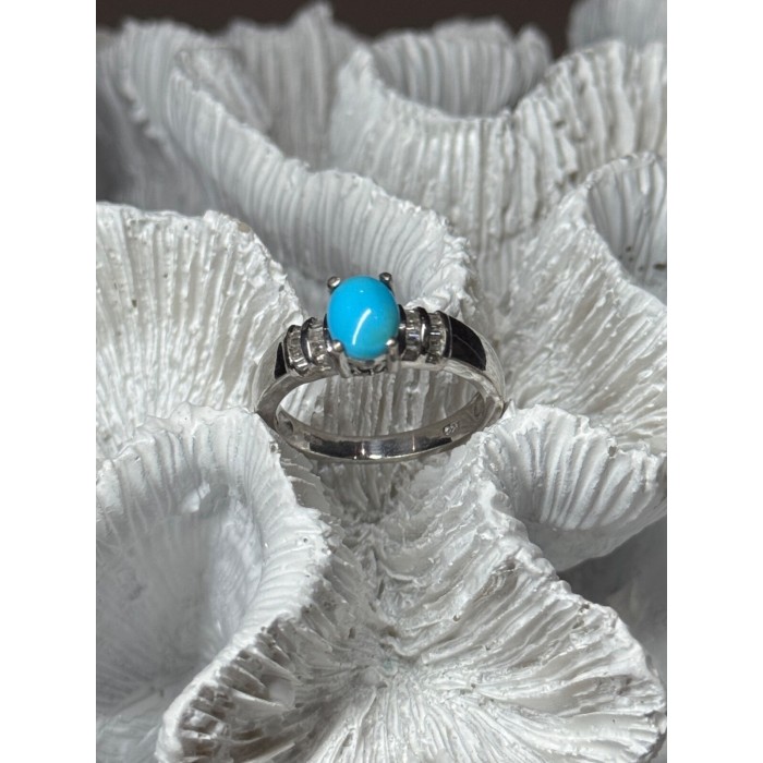 925 Sterling Silver Larimar & Beryl Ring Size 7.5
