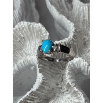 925 Sterling Silver Larimar & Beryl Ring Size 7.5