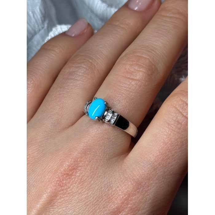 925 Sterling Silver Larimar & Beryl Ring Size 7.5