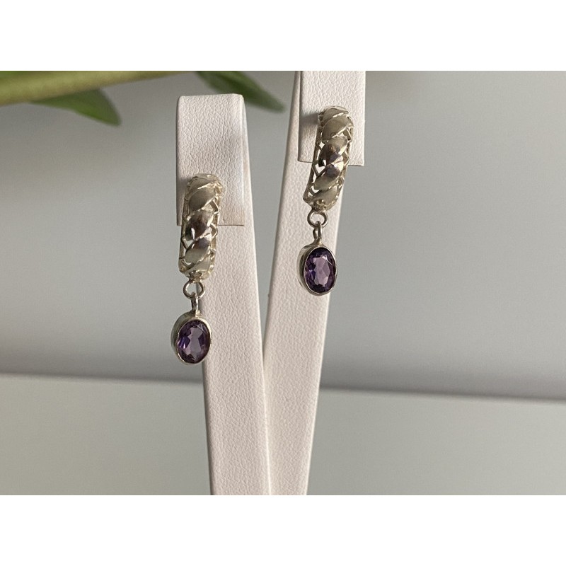 Vintage 925 Sterling Silver Tourmaline Earrings