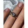 925 Sterling Silver Gold Plated Aquamarine, Garnet & CZ Ring Size 4