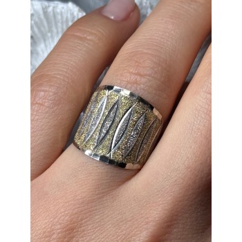 ELEGANT 925 STERLING SILVER & 10K YELLOW GOLD RING SIZE 7