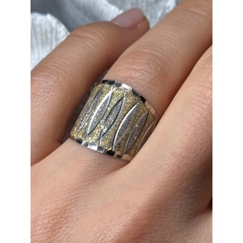 ELEGANT 925 STERLING SILVER & 10K YELLOW GOLD RING SIZE 7