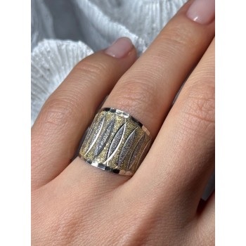 ELEGANT 925 STERLING SILVER & 10K YELLOW GOLD RING SIZE 7
