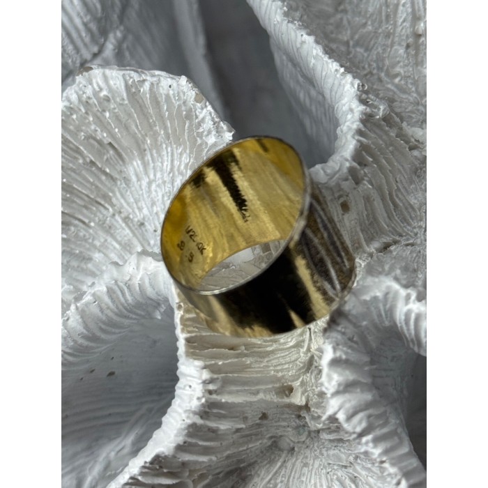 ELEGANT 925 STERLING SILVER & 10K YELLOW GOLD RING SIZE 7