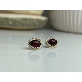 925 Sterling Silver Agate Stud Earrings