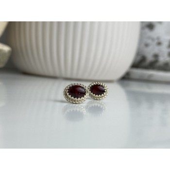 925 Sterling Silver Agate Stud Earrings