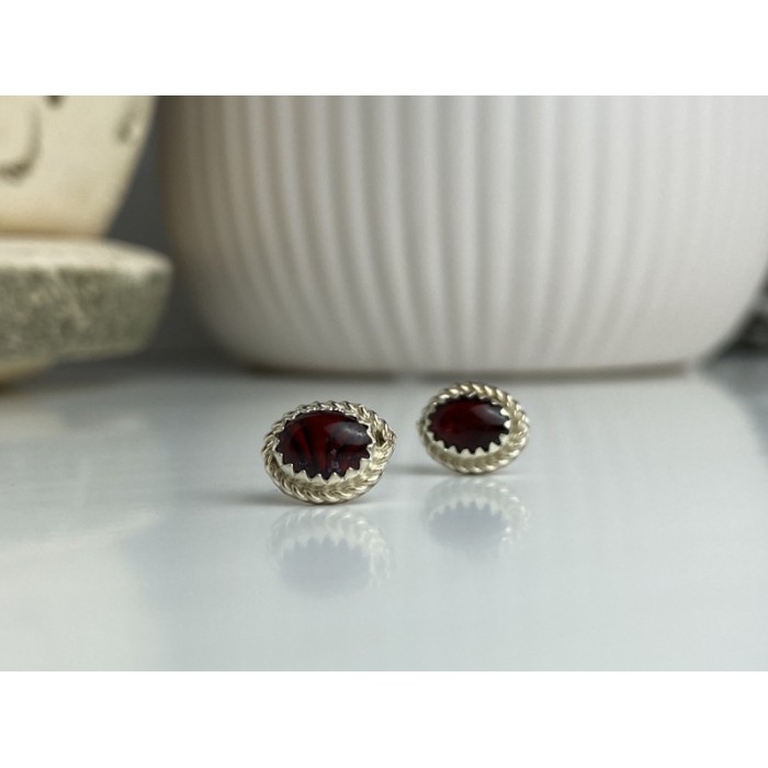 925 Sterling Silver Agate Stud Earrings